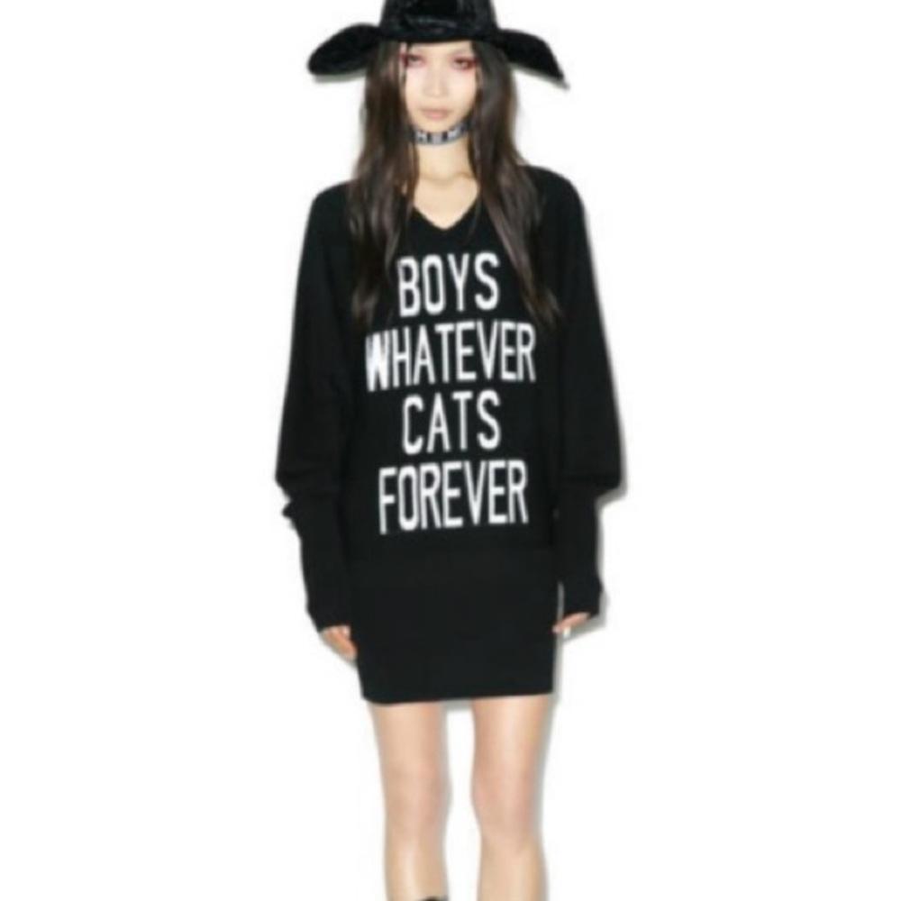 Killstar Black Sweater Dress with White Slogan